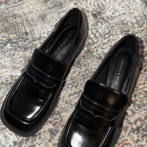 Charles & Keith Black Glossy Women's Loafers